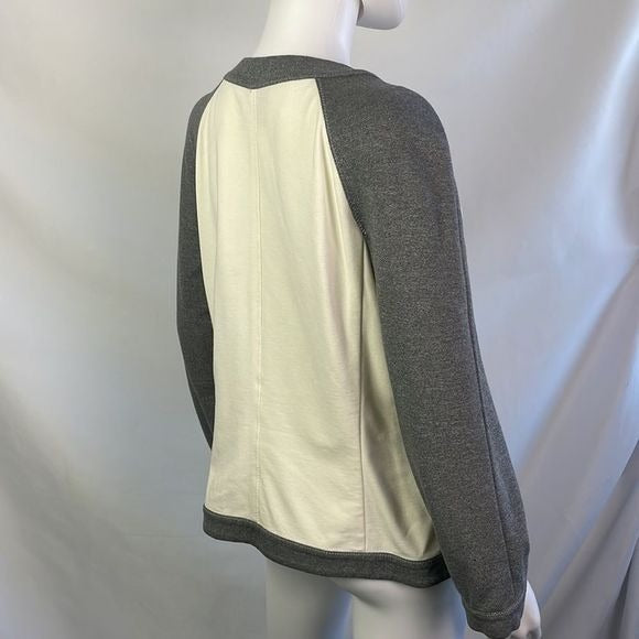 St John Cream Gray Color Block Zip Jacket
