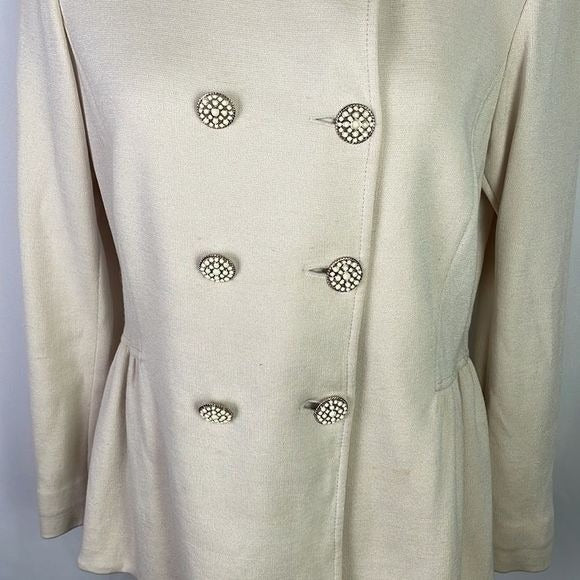 St John Cream Jacket With Cream Beaded Buttons