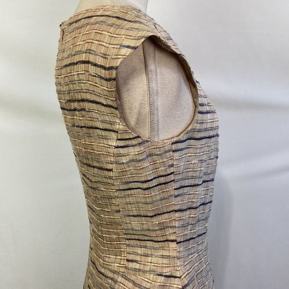 Hugo Boss Tan Striped Fit Flare Dress