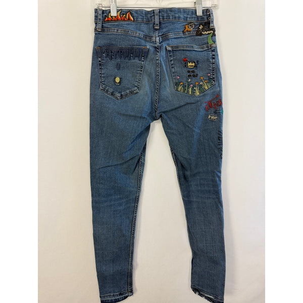 TOPSHOP EMBROIDERED DENIM JEANS