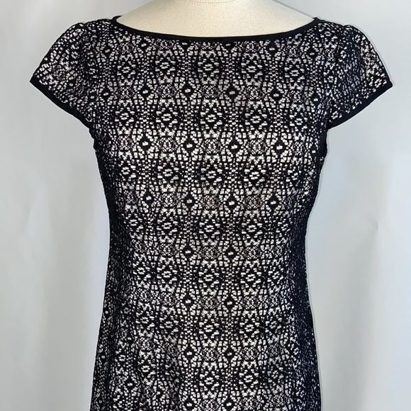 Nanette Lepore NYC Black Lace Cap Sleeve Dress