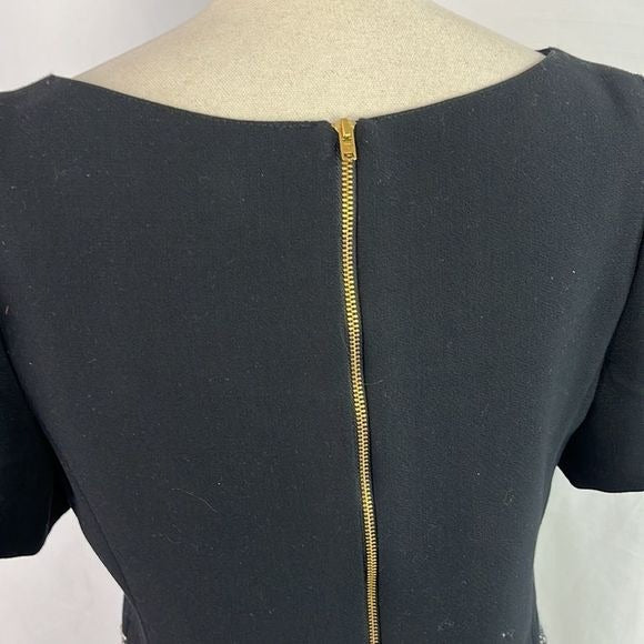 NWT Axara Gold Tweed/Gold Beads Black Dress