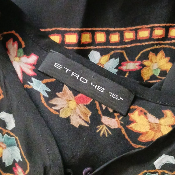 Etro Blk W Floral Print Silk TunicDress.