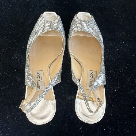 Jimmy Choo Silver Sparkly Stiletto Platform