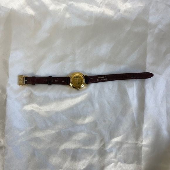 Vintage Fendi brown strap small gold face watch