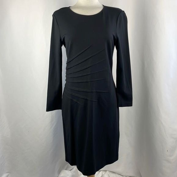 Armani Collezioni Black w Pleated Side Mini  Dress