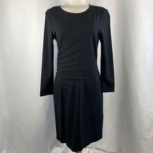Armani Collezioni Black w Pleated Side Mini  Dress