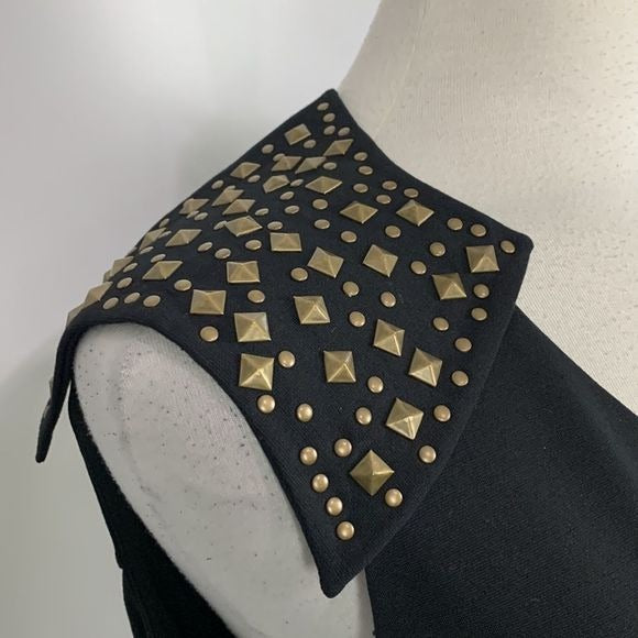 Nue by Shani NWT Black Dress With Studded Shoulders