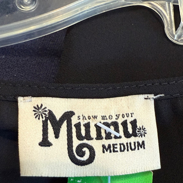 Mumu  Black Ruffle, Trim, Tie, Front Romper