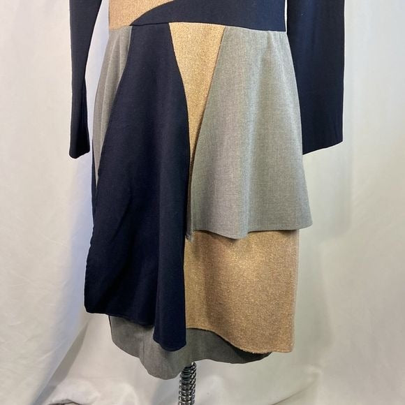 Stogova Tan Gray Black Color Block Dress