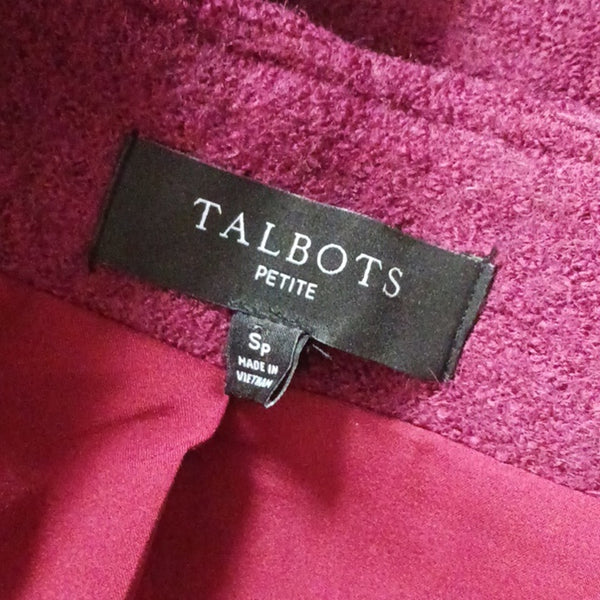 Talbots Wine 3/4 Knit Sleeves Coat