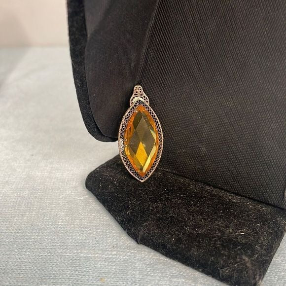 Large Vintage Czeck Topaz Pendant