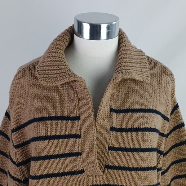 Ciao Lucia Tan and Black Striped Sweater Dress