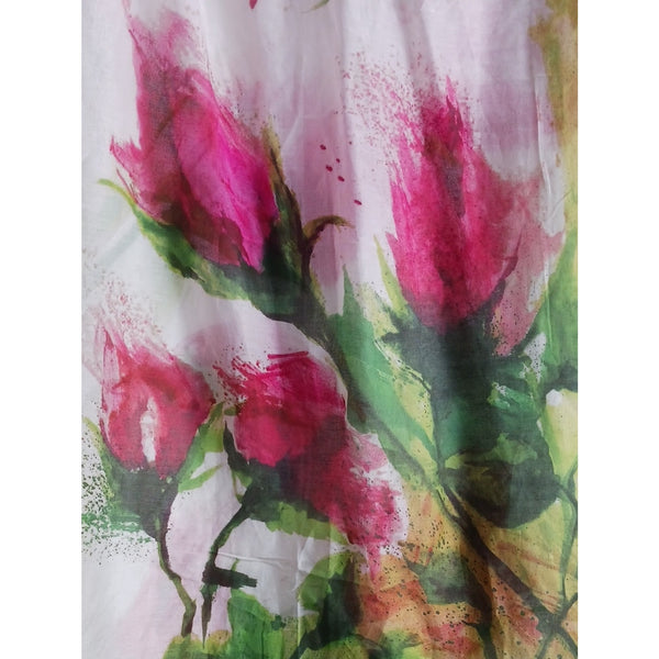 ESCADA PINK FLORAL PRINT COTTON SCARF