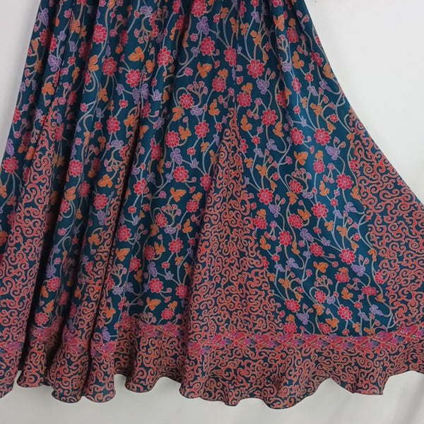 Diane Fres Vintage Multi Print Tie Front W Ruffles Long Dress.