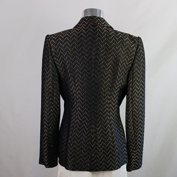 Valentino Black and Gold Chevron Striped Jacket