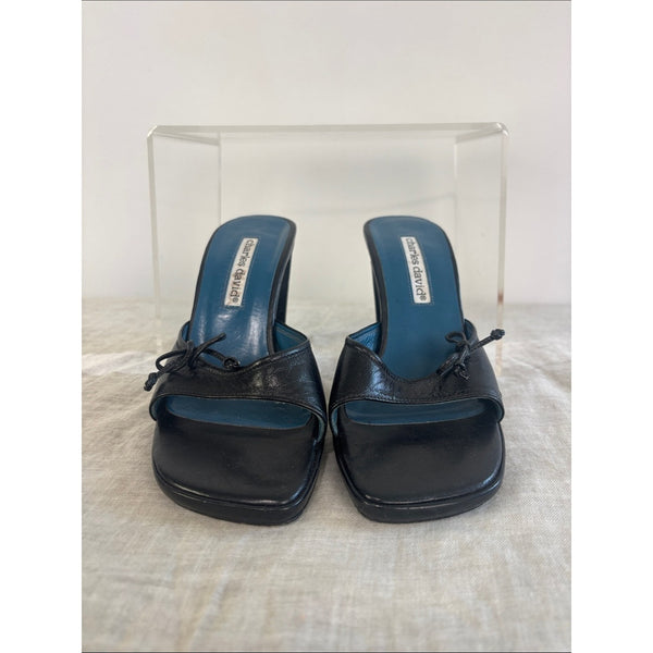 CHARLES DAVID BLACK HEELED MULES
