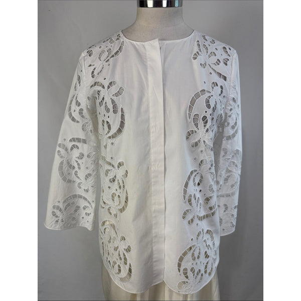 THEORY WHITE W LACE BLOUSE