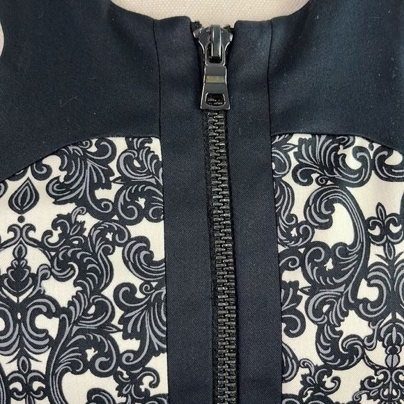Robert Rodriguez Black/Cream Lace Print Zip Front Dress