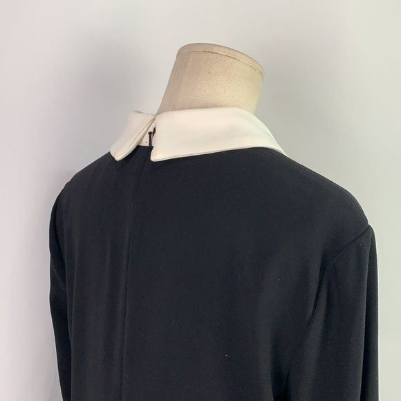 Mikael Aghal Black Dress w/ Cream Collar/Cuffs