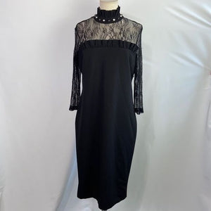 NWT Black High Neck Dress with Lace/Stones