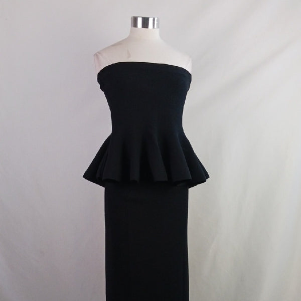 Ann Taylor Black Ruffle Strapless Top/Skirt Set