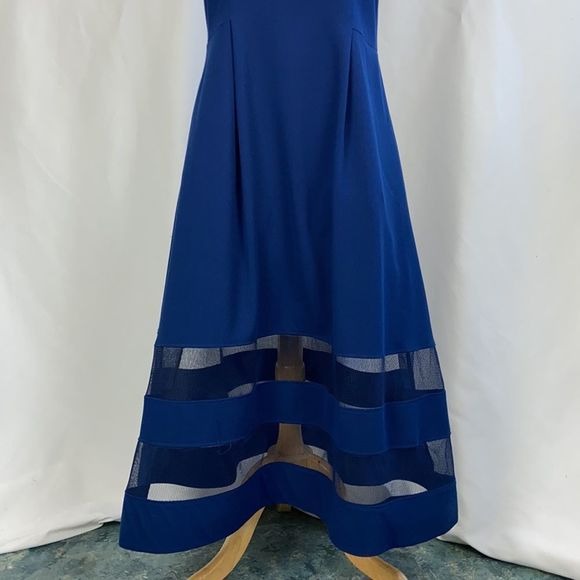 That Look Navy Midi Dress w/ Sheer Panels