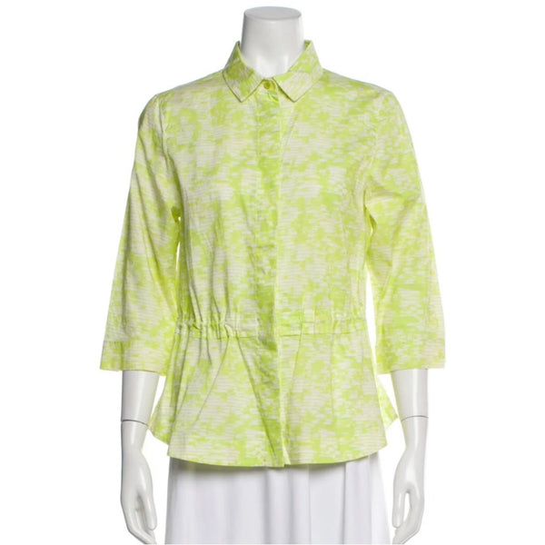 AKRIS LIME BLOUSE WITH CINCH WAIST
