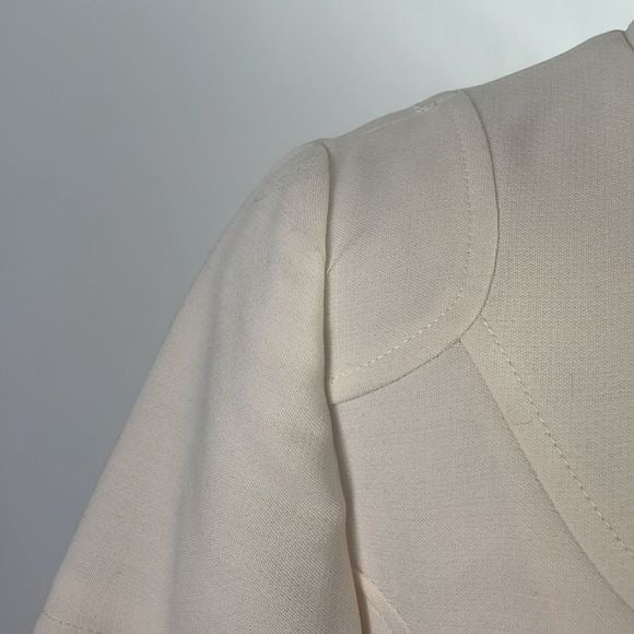 Vintage Cream Hi-Neck 3/4 Belted Jacket and Skirt