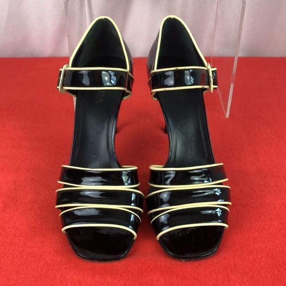 Prada Black Patent w Cream Trim Heels