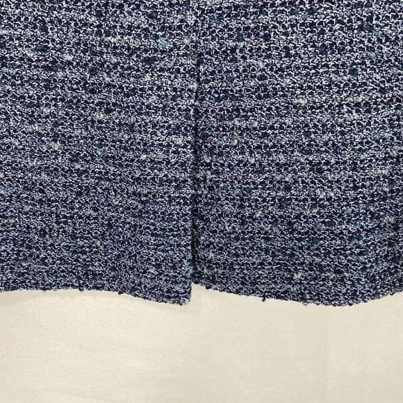St John Blue Tweed w Zip Back Pockets Skirt