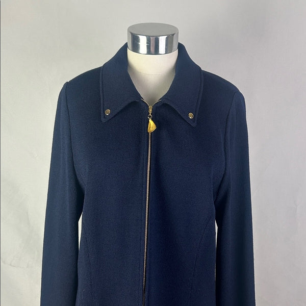 St John Navy Knit Zip Jacket