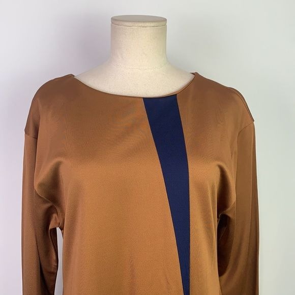 Hugo Boss NWT brown navy color block midi dress