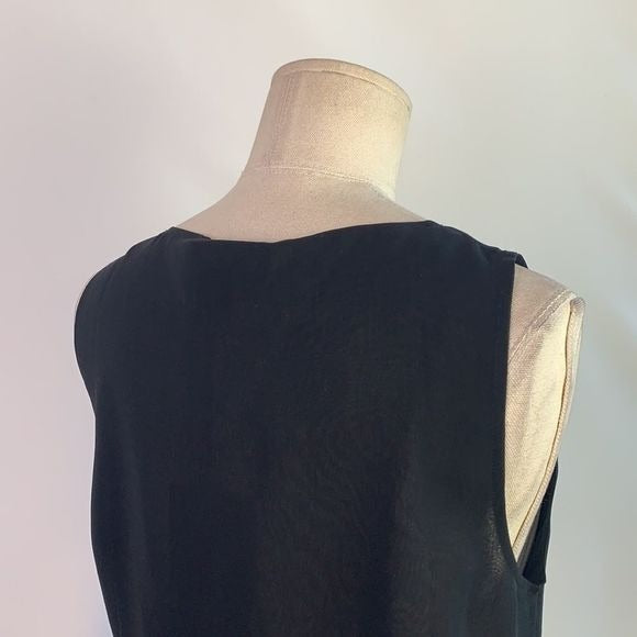 St. John NWT black silk with ruffle front tank top