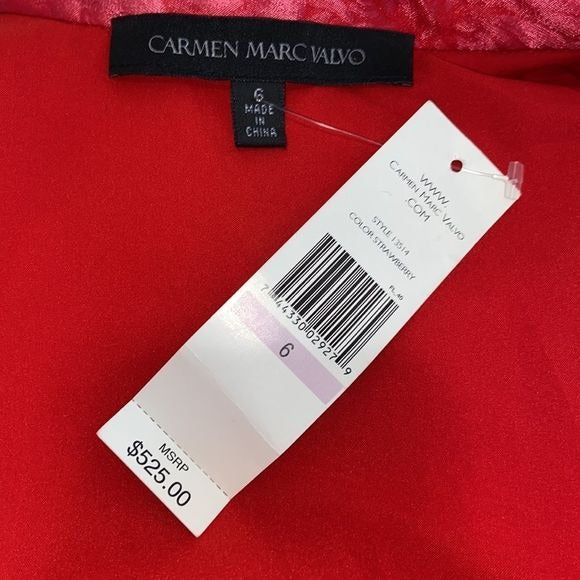 Carmen Marc Valvo NWT Coral Brocade Fit Flare Dress