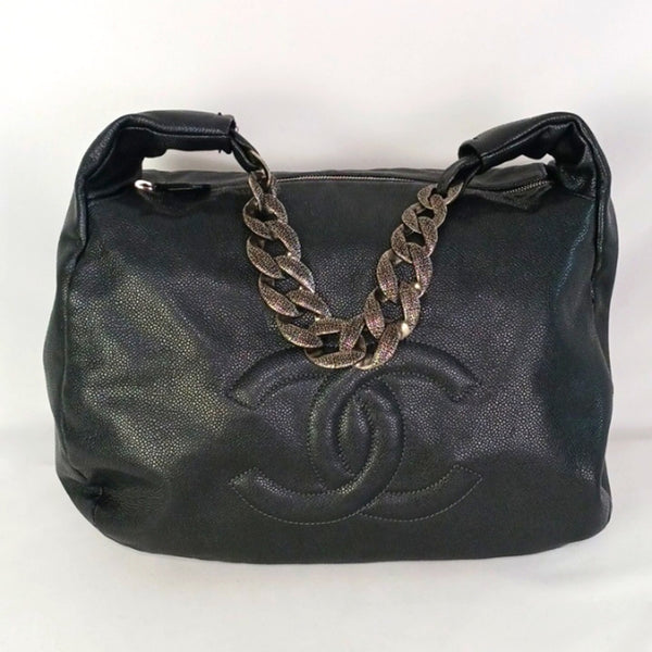 Chanel Black Caviar Hobo W Chain Strap.