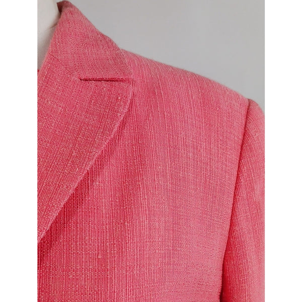 VALENTINO VTG RAW SILK CORAL ZIP FRONT / JACKET DRESS