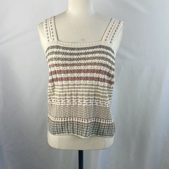 St. John Tan Striped Shell / Cardigan Sweat Set With Tank Top