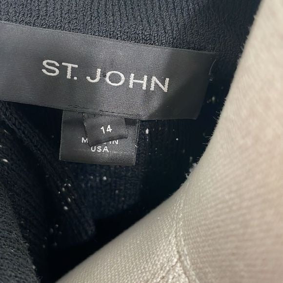 St John Black White Print Button Front Jacket