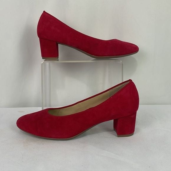 NEW Ara Red Suede Block Heel Pumps
