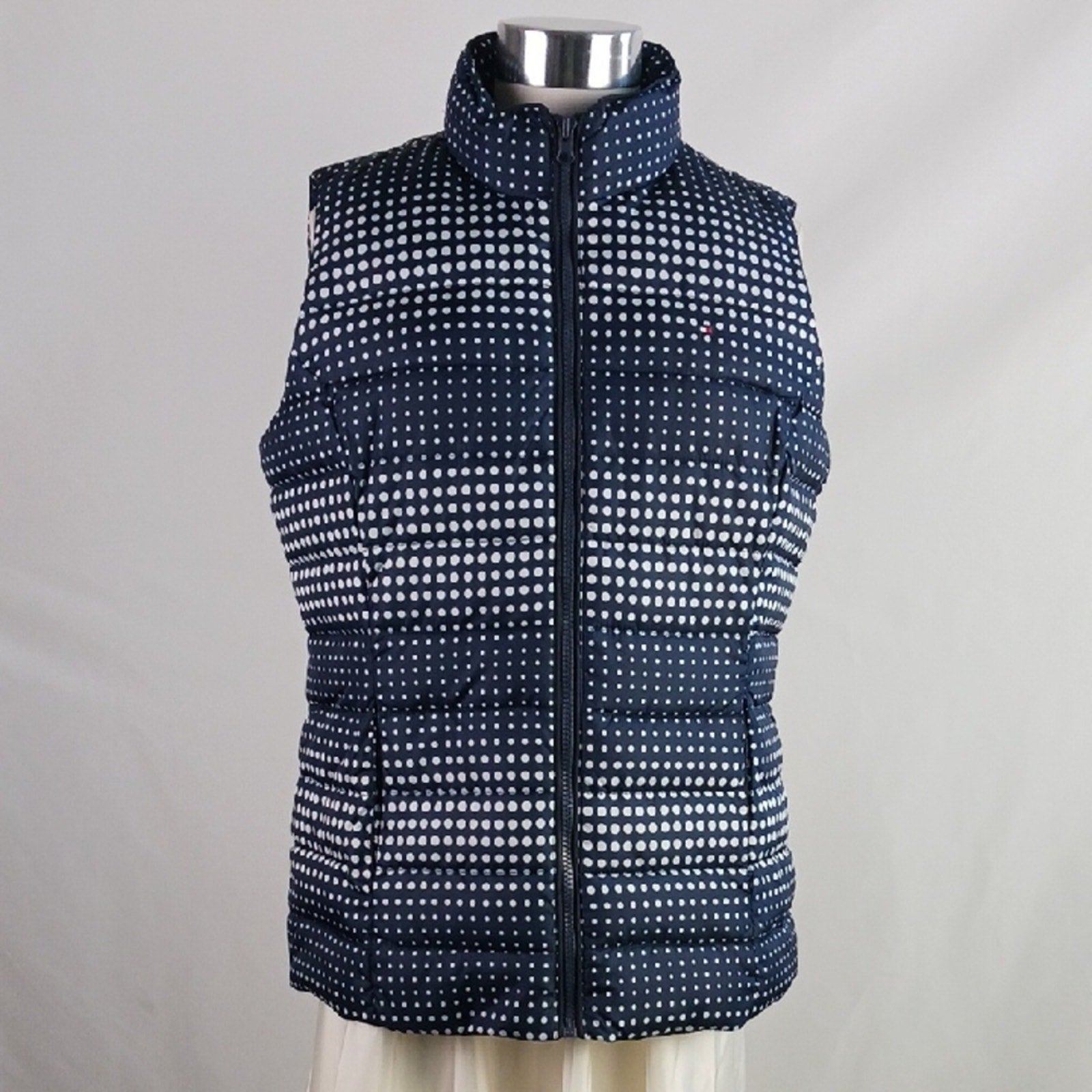 Tommy Hilfiger NWT Navy and White Dots Puffer Vest