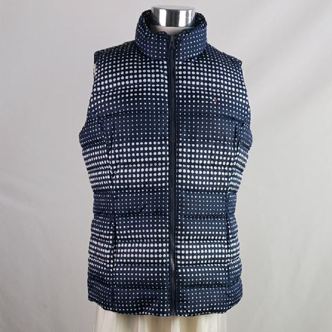 Tommy Hilfiger NWT Navy and White Dots Puffer Vest