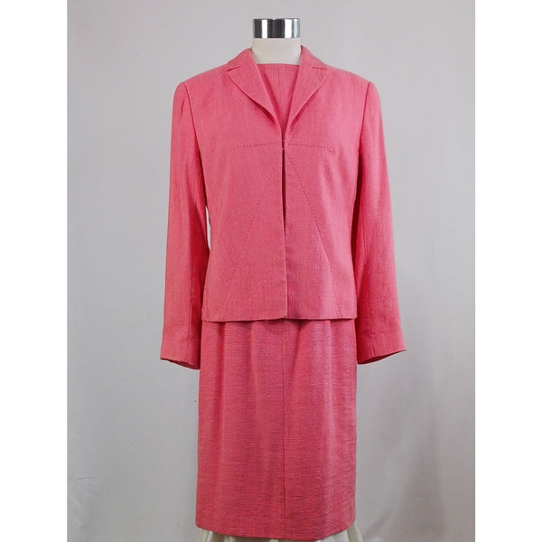VALENTINO VTG RAW SILK CORAL ZIP FRONT / JACKET DRESS