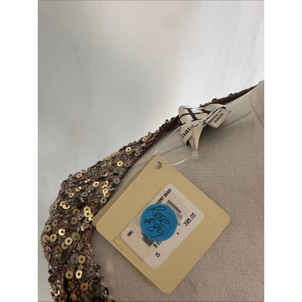 HAUTE HIPPIE NWT GOLD BEADED DRAPE NECK BODYSUIT