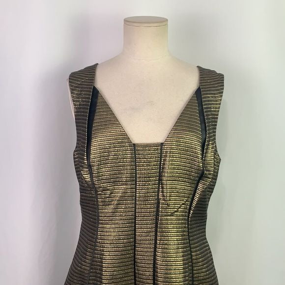Elie Tahari Gold w/ Black Piping NWT Dress