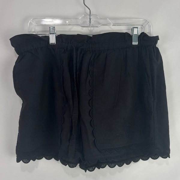 Ulla Johnson Black Linen Lace Trim Shorts