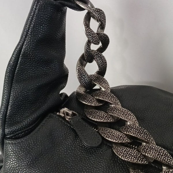 Chanel Black Caviar Hobo W Chain Strap.