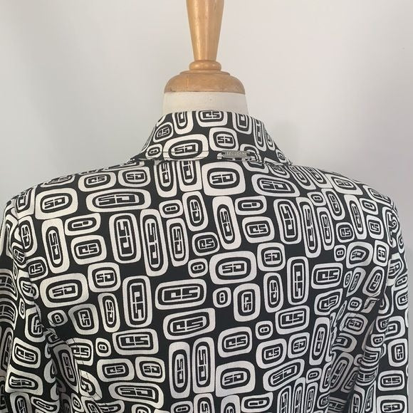St. John black white zip logo print jacket with tank top