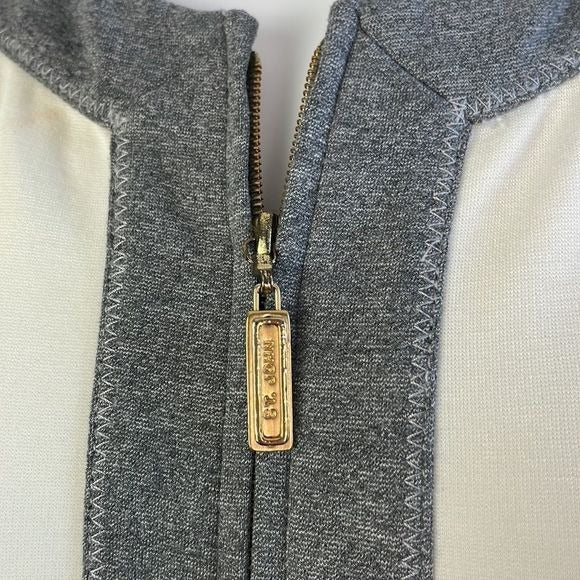 St John Cream Gray Color Block Zip Jacket