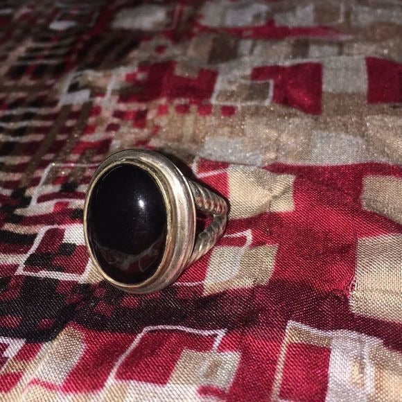 Vintage 14K Gold Onyx & Sterling Silver Ring
